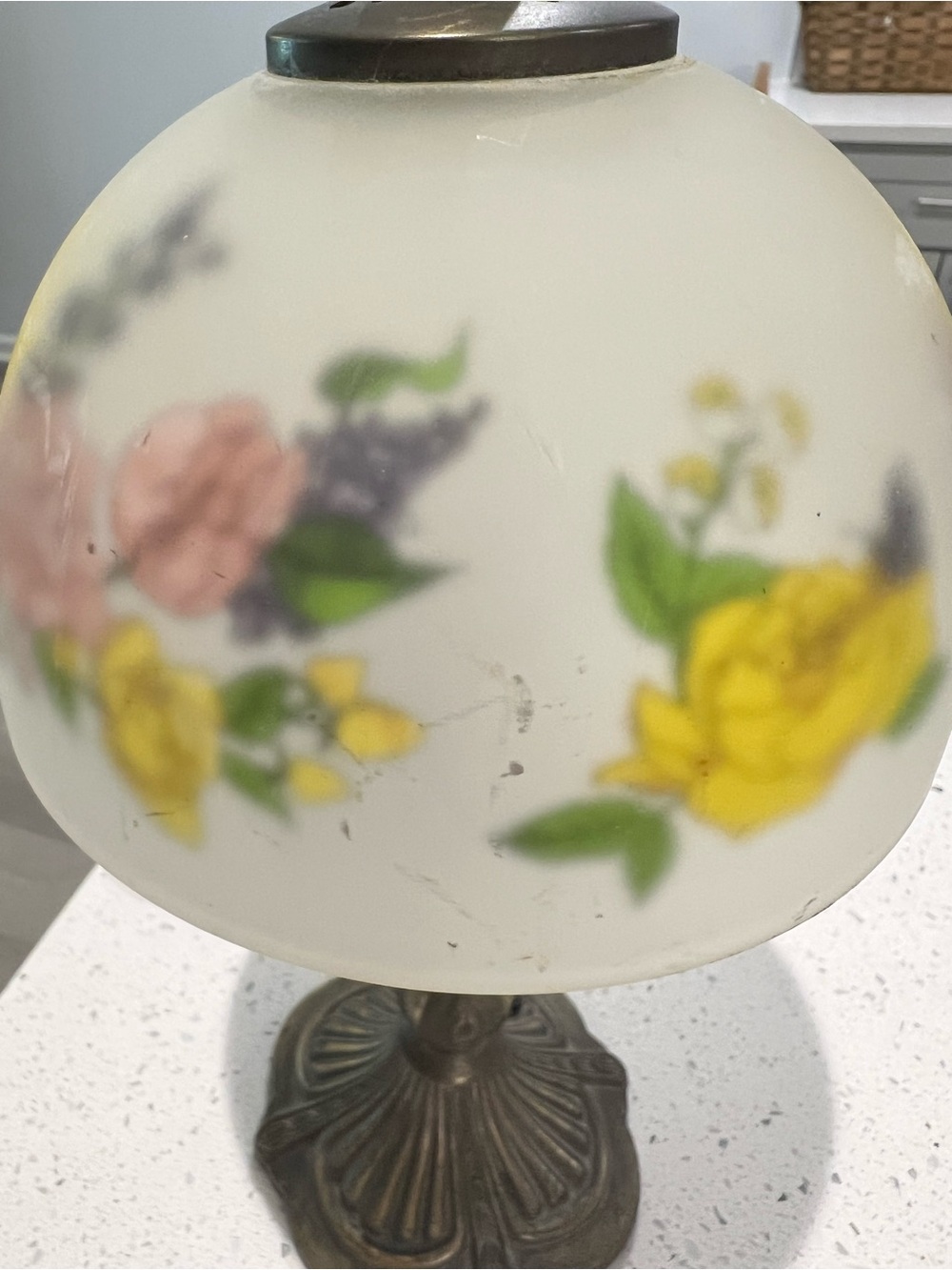 Antique-Style Floral Glass Table Lamp - Picture 2 of 5